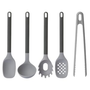 berghoff leo 5pc cooking utensil set, heat-resistant silicone, soft-touch safe grip handle