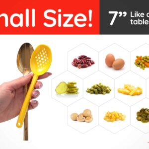 Pikanty - Small 7-Inch Slotted Serving Spoons (Pack of 4) - Perfect for Olives, Pickles & Condiments | Sturdy & Versatile | Made in USA