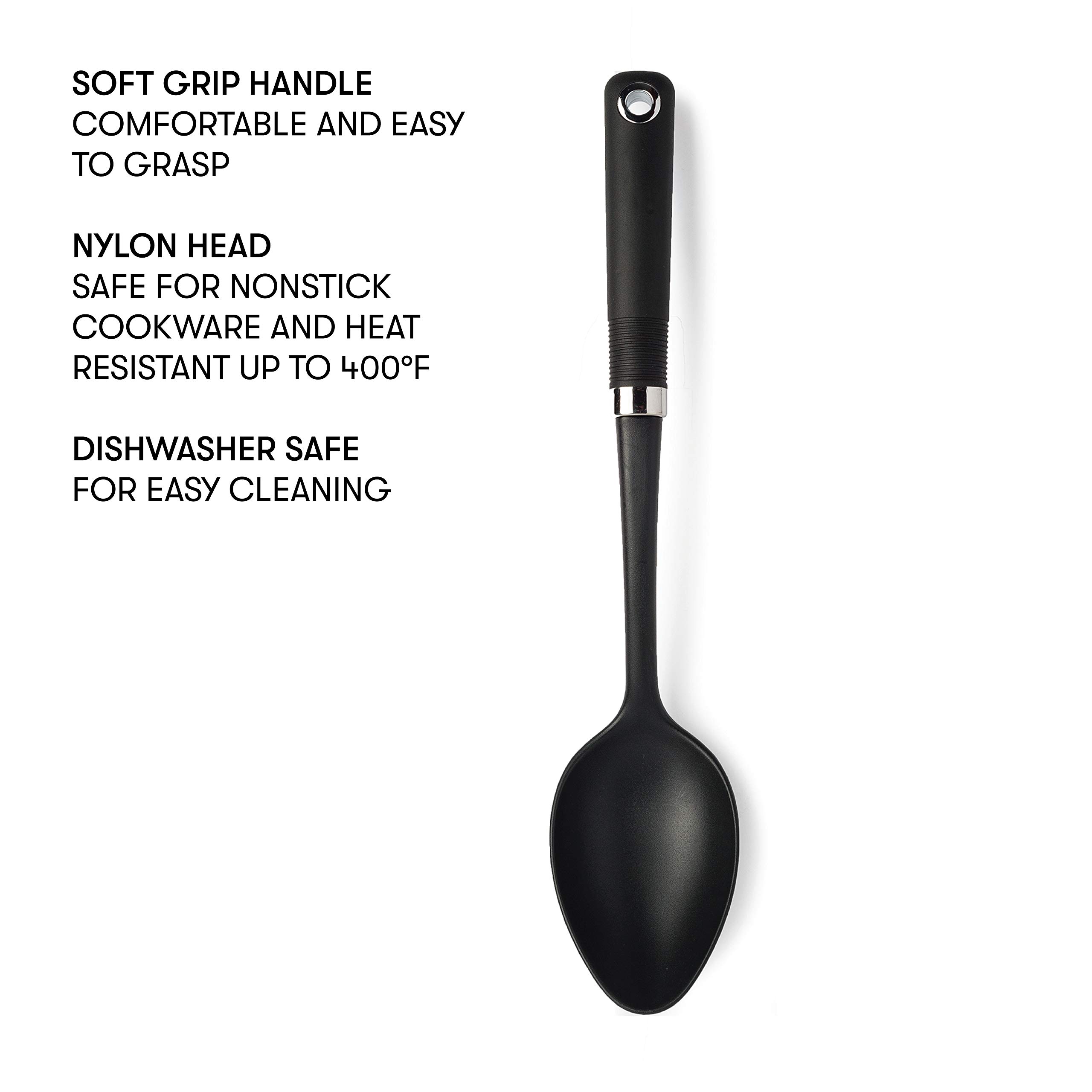 Cooking Light Spoon, Non-Stick Cookware Heat Resistant Kitchen Gadget, Dishwasher Safe Serving, Black