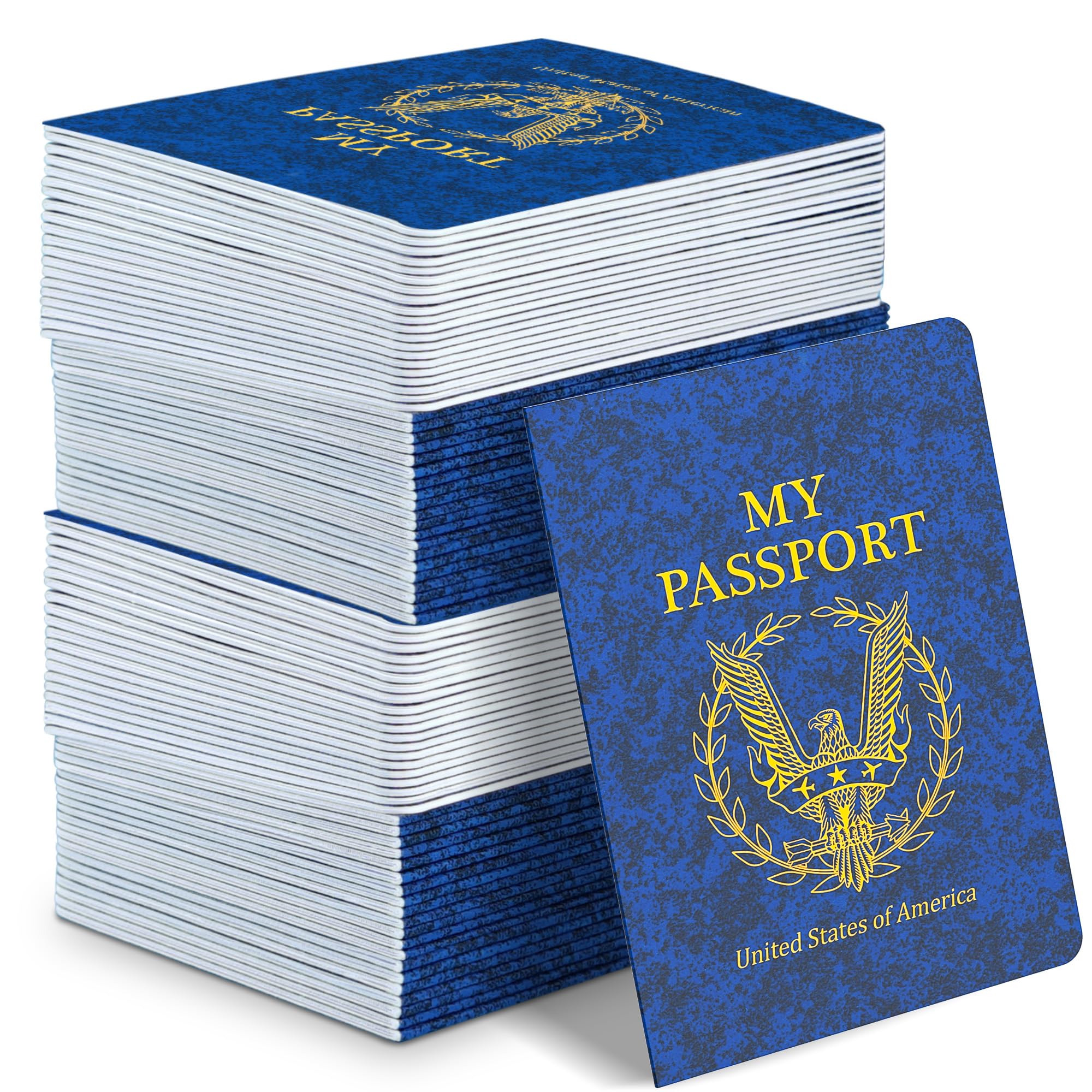 Kenburg 60Pcs Blank Passport Notebook Passport Books for Kids Blue Passport Notebook 4 x 5.5Inch Blank Passport Notebook Pretend Passports for Back to School Party School Theme Party Favors