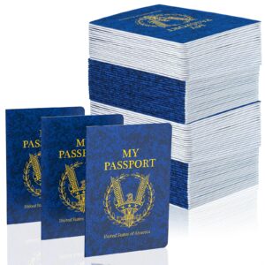 Kenburg 60Pcs Blank Passport Notebook Passport Books for Kids Blue Passport Notebook 4 x 5.5Inch Blank Passport Notebook Pretend Passports for Back to School Party School Theme Party Favors