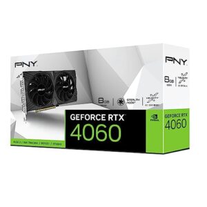 PNY GeForce RTX™ 4060 8GB VERTO™ Dual Fan Graphics Card DLSS 3 (128-bit, PCIe 4.0, GDDR6, HDMI/DisplayPort, Supports 4k, 2 slot)