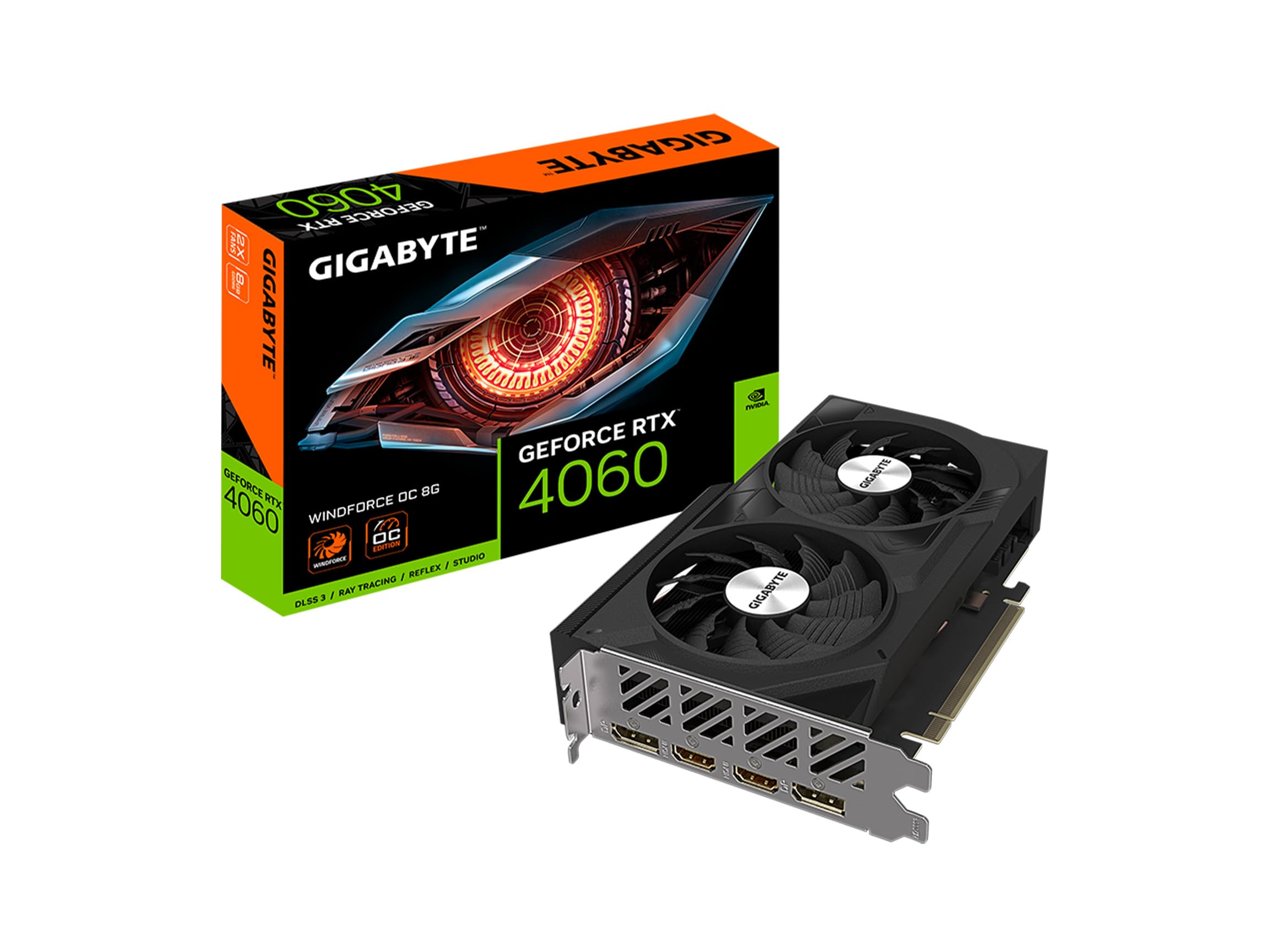 GIGABYTE GeForce RTX 4060 WINDFORCE OC 8G Graphics Card, 2X WINDFORCE Fans, 8GB 128-bit GDDR6, GV-N4060WF2OC-8GD Video Card