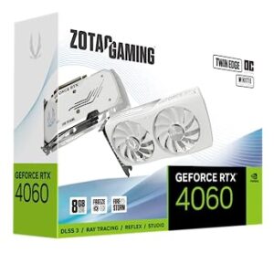 ZOTAC Gaming GeForce RTX 4060 8GB Twin Edge OC White Edition DLSS 3 8GB GDDR6 128-bit 17 Gbps PCIE 4.0 Compact Gaming Graphics Card, ZT-D40600Q-10M