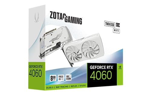 ZOTAC Gaming GeForce RTX 4060 8GB Twin Edge OC White Edition DLSS 3 8GB GDDR6 128-bit 17 Gbps PCIE 4.0 Compact Gaming Graphics Card, ZT-D40600Q-10M