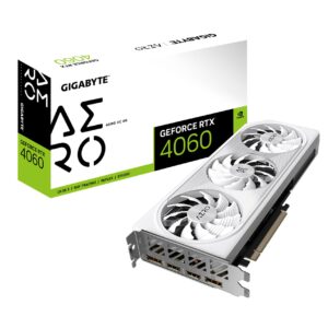 GIGABYTE GeForce RTX 4060 AERO OC 8G Graphics Card, 3X WINDFORCE Fans, 8GB 128-bit GDDR6, GV-N4060AERO OC-8GD Video Card