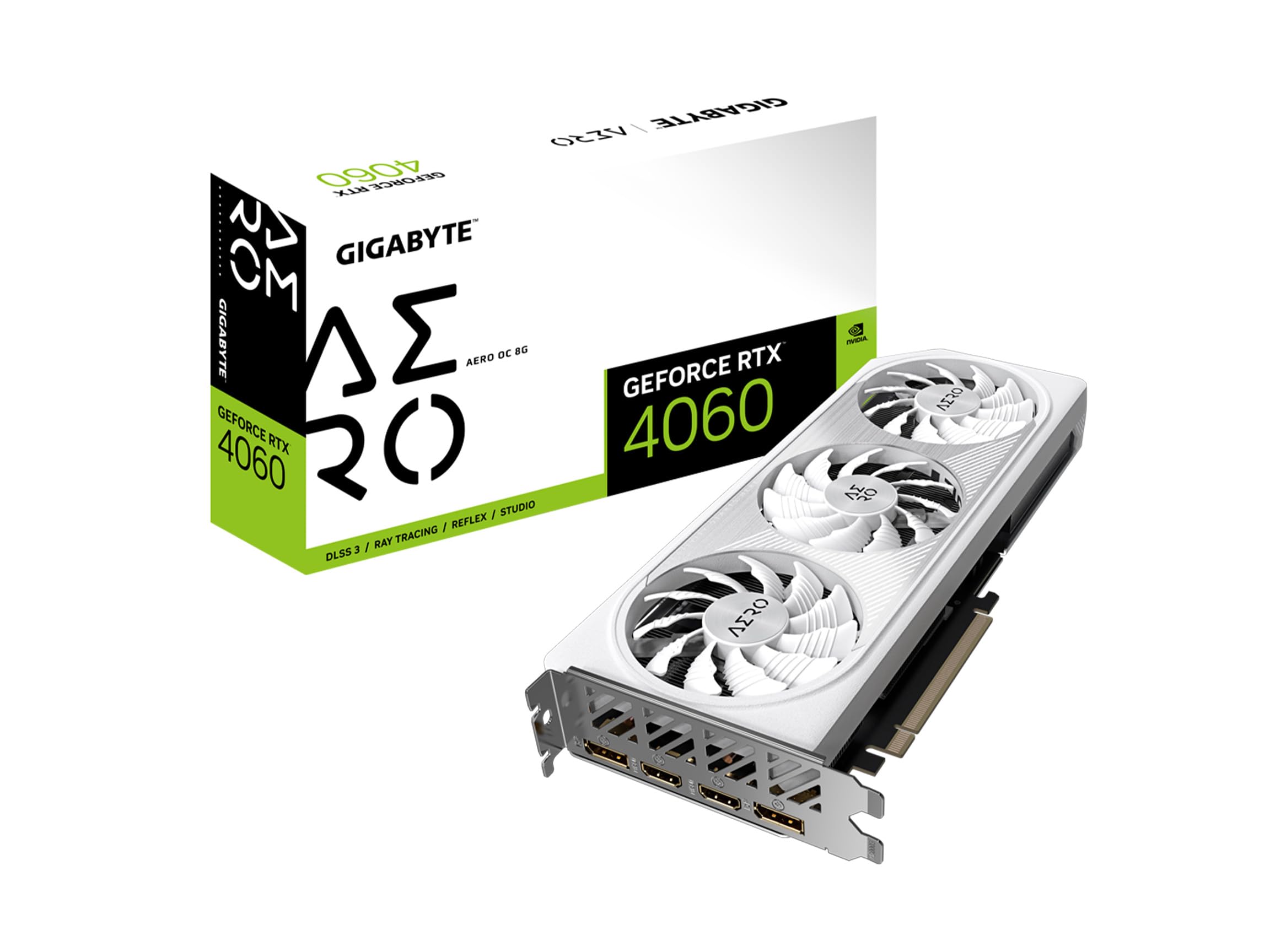 GIGABYTE GeForce RTX 4060 AERO OC 8G Graphics Card, 3X WINDFORCE Fans, 8GB 128-bit GDDR6, GV-N4060AERO OC-8GD Video Card