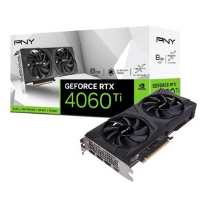 PNY GeForce RTX™ 4060 Ti 8GB Verto™ Dual Fan Graphics Card DLSS 3 (128-bit, PCIe 4.0, GDDR6, HDMI/DisplayPort, Supports 4k, 2 Slot)