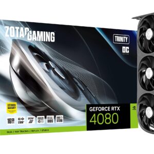 ZOTAC Gaming GeForce RTX 4080 16GB Trinity OC GDDR6X 256-bit 22.4 Gbps PCIE 4.0 Graphics Card, IceStorm 2.0 Advanced Cooling, Spectra 2.0 RGB Lighting, ZT-D40810J-10P