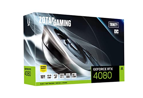 ZOTAC Gaming GeForce RTX 4080 16GB Trinity OC GDDR6X 256-bit 22.4 Gbps PCIE 4.0 Graphics Card, IceStorm 2.0 Advanced Cooling, Spectra 2.0 RGB Lighting, ZT-D40810J-10P