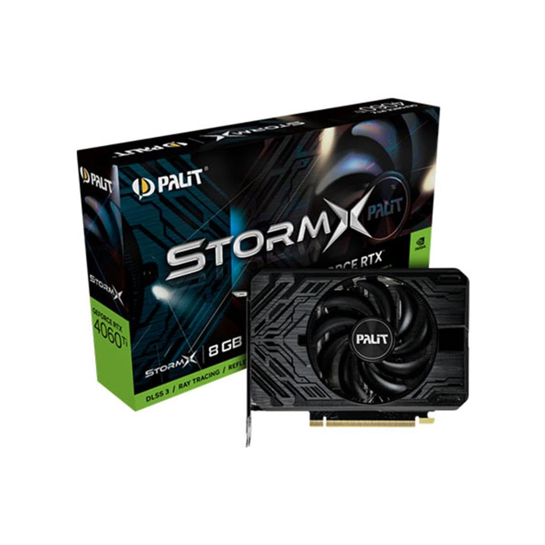 Palit GeForce RTX 4060 Ti StormX 8GB Graphics Card – 4352 Cores, 2310 MHz GPU, 2535 MHz Boost, 3X DisplayPort, 1x HDMI, 0-dB Tech, NE6406T019P1-1060F