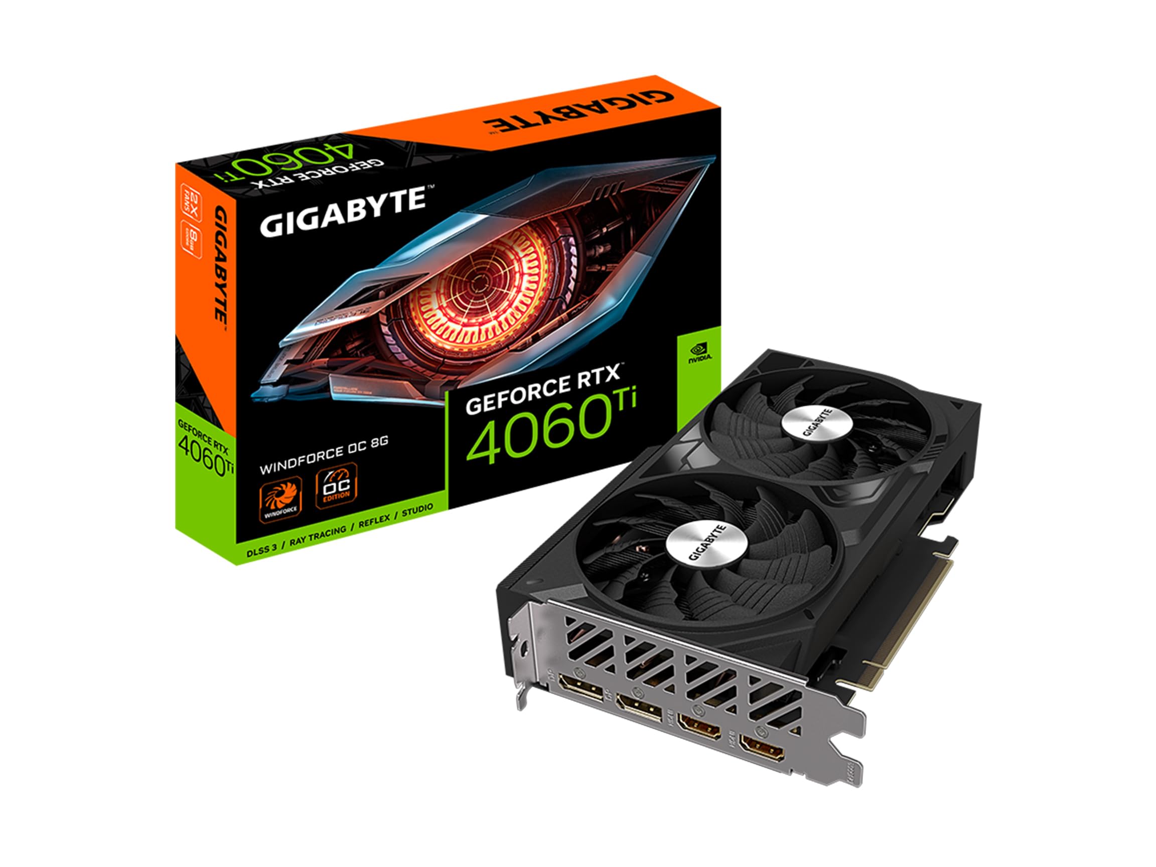 GIGABYTE GeForce RTX 4060 Ti WINDFORCE OC 8G Graphics Card, 2X WINDFORCE Fans, 8GB 128-bit GDDR6, GV-N406TWF2OC-8GD Video Card