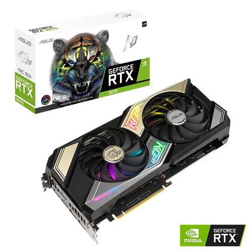 ASUS KO NVIDIA GeForce RTX 3070 V2 OC Edition Gaming Graphics Card (PCIe 4.0, 8GB GDDR6 Memory, LHR, HDMI 2.1, DisplayPort 1.4a, Axial-tech Fan Design, 0dB Technology, Enduring capacitors)