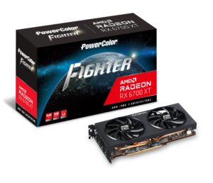 powercolor fighter amd radeon rx 6700 xt gaming graphics card with 12gb gddr6 memory, powered by amd rdna 2, raytracing, pci express 4.0, hdmi 2.1, amd infinity cache