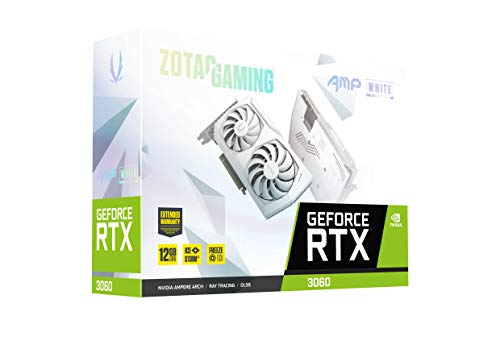 ZOTAC Gaming GeForce RTX™ 3060 AMP White Edition 12GB GDDR6 192-bit 15 Gbps PCIE 4.0 Gaming Graphics Card, IceStorm 2.0 Cooling, Active Fan Control, FREEZE Fan Stop ZT-A30600F-10P