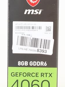 MSI GeForce RTX 4060 Gaming X 8G Graphics Card - RTX 4060 GPU, 8GB GDDR6 (17Gbps/128-bit), PCIe 4.0 - Twin FROZR 9 (2 x TORX Fan 5.0), RGB - HDMI 2.1, DisplayPort 1.4a