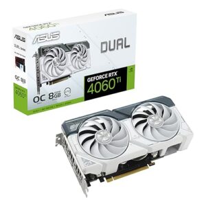 asus dual nvidia geforce rtx 4060 ti oc edition / white - gaming graphics card (8gb gddr6x, pcie 4.0, dlss 3, hdmi 2.1, display port 1.4a, axial fans, 0db technology)