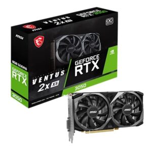 MSI Gaming GeForce RTX 3050 8GB GDRR6 Boost Clock: 1807 MHz 128-Bit HDMI/DP PCIe 4 Torx Twin Fans Ampere OC Graphics Card (RTX 3050 Ventus 2X XS 8G OC)