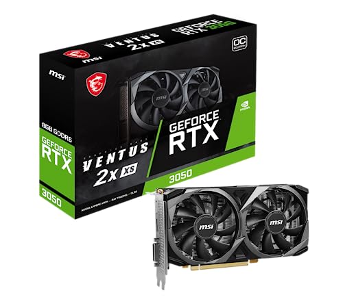 MSI Gaming GeForce RTX 3050 8GB GDRR6 Boost Clock: 1807 MHz 128-Bit HDMI/DP PCIe 4 Torx Twin Fans Ampere OC Graphics Card (RTX 3050 Ventus 2X XS 8G OC)