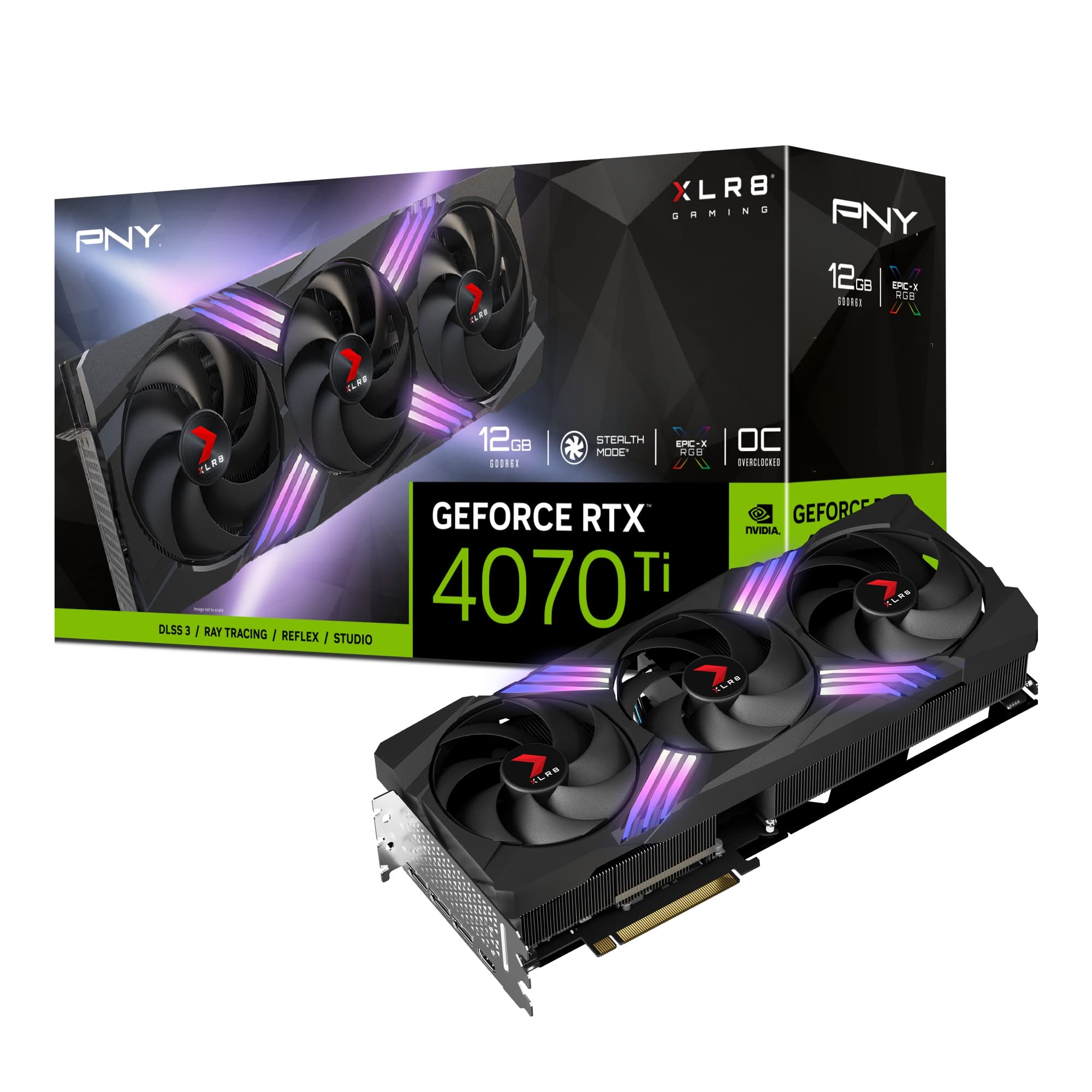 PNY GeForce RTX 4070 Ti 12GB XLR8 Gaming Verto Epic-X RGB Overclocked Triple Fan Graphics Card DLSS 3