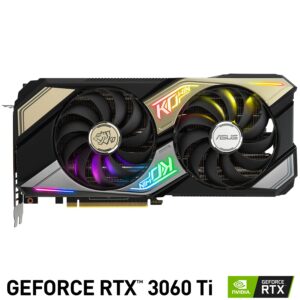 ASUS KO NVIDIA GeForce RTX 3060 Ti V2 OC Edition 8GB GDDR6 Gaming Graphics Card- PCIe 4.0, 8GB GDDR6 memory, LHR, HDMI 2.1, DisplayPort 1.4a, Axial-tech Fan Design, 0dB technology, Enduring capacitors