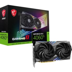 msi geforce rtx 4060 ti gaming x 8g graphics card - rtx 4060 ti gpu, 8gb gddr6 (18gbps/128-bit), pcie 4.0 - twin frozr 9 (2 x torx fan 5.0), rgb - hdmi 2.1, displayport 1.4a