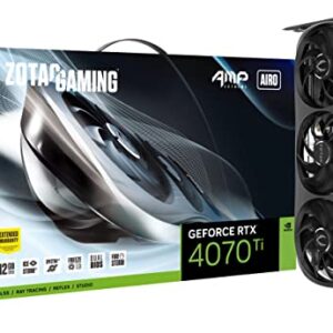 ZOTAC Gaming GeForce RTX 4070 Ti AMP Extreme AIRO DLSS 3 12GB GDDR6X 192-bit 21 Gbps PCIE 4.0 Gaming Graphics Card, IceStorm 2.0 Advanced Cooling, Spectra 2.0 RGB Lighting, ZT-D40710B-10P