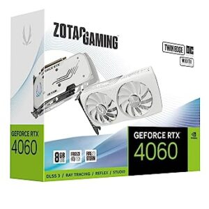 Zotac Gaming GeForce RTX 4060 8GB Twin Edge OC White Edition DLSS 3 8GB GDDR6 128-bit 17 Gbps PCIE 4.0 Compact Gaming Graphics Card, Spectra RGB Lighting, ZT-D40600Q-10M