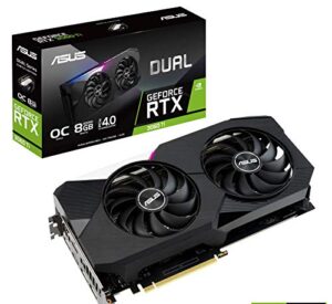 asus dual nvidia geforce rtx 3060 ti oc edition gaming graphics card (pcie 4.0, 8gb gddr6 memory, hdmi 2.1, displayport 1.4a, axial-tech fan design, dual bios, protective backplate, gpu tweak ii)