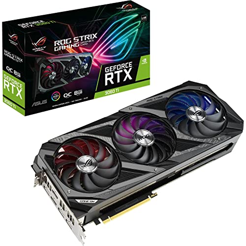 ASUS ROG Strix NVIDIA GeForce RTX 3060 Ti V2 OC Edition Gaming Graphics Card (PCIe 4.0, 8GB GDDR6, LHR, HDMI 2.1, DisplayPort 1.4a, Axial-tech Fan Design, 2.9-slot, Super Alloy Power II, GPU Tweak II)