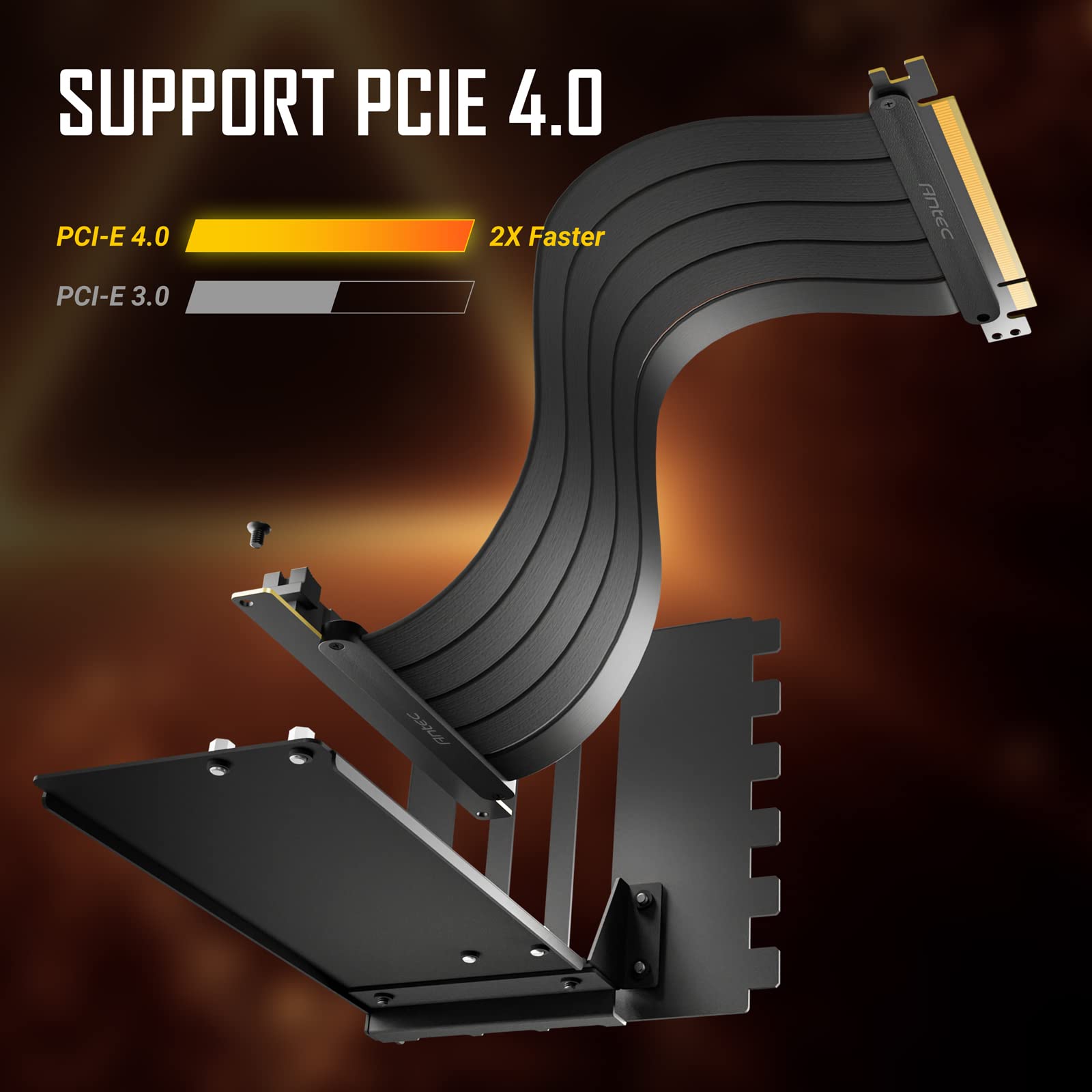 Antec PCIE 4.0 Riser Cable, GPU PCIE Riser Cable, PCIE 4.0 16x High Speed Riser Cable 90 Degree Connector 200mm Black, Compatible with RTX3090, RTX3080, RTX3070, RTX3060TI, RX6900XT, RX6800