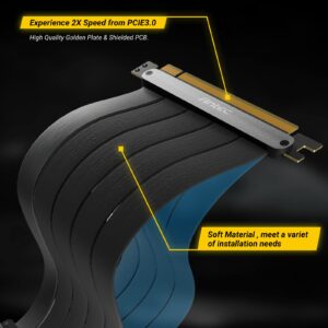 Antec PCIE 4.0 Riser Cable, GPU PCIE Riser Cable, PCIE 4.0 16x High Speed Riser Cable 90 Degree Connector 200mm Black, Compatible with RTX3090, RTX3080, RTX3070, RTX3060TI, RX6900XT, RX6800