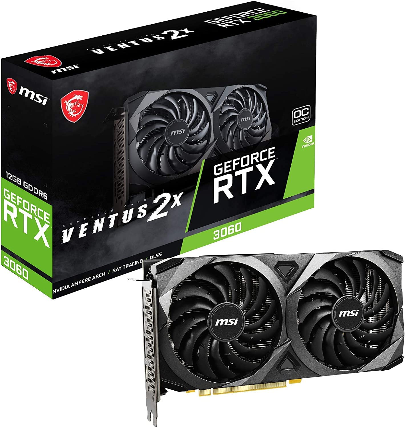 MSI GeForce RTX 3060 DirectX 12 Ultimate RTX 3060 VENTUS 2X 12G OC 12GB 192-Bit GDDR6 PCI Express 4.0 HDCP Ready Video Card