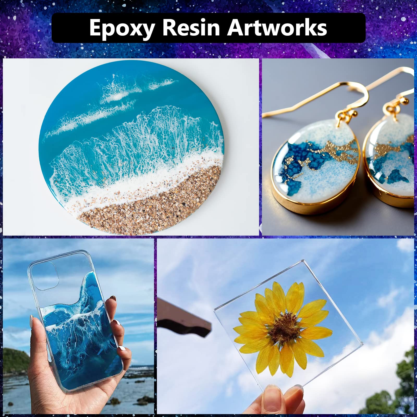 KISREL Epoxy Resin 32OZ - Crystal Clear Epoxy Resin Kit - No Yellowing No Bubble Art Resin Casting Resin for Art Crafts, Jewelry Making, Wood & Resin Molds(16OZ x 2)