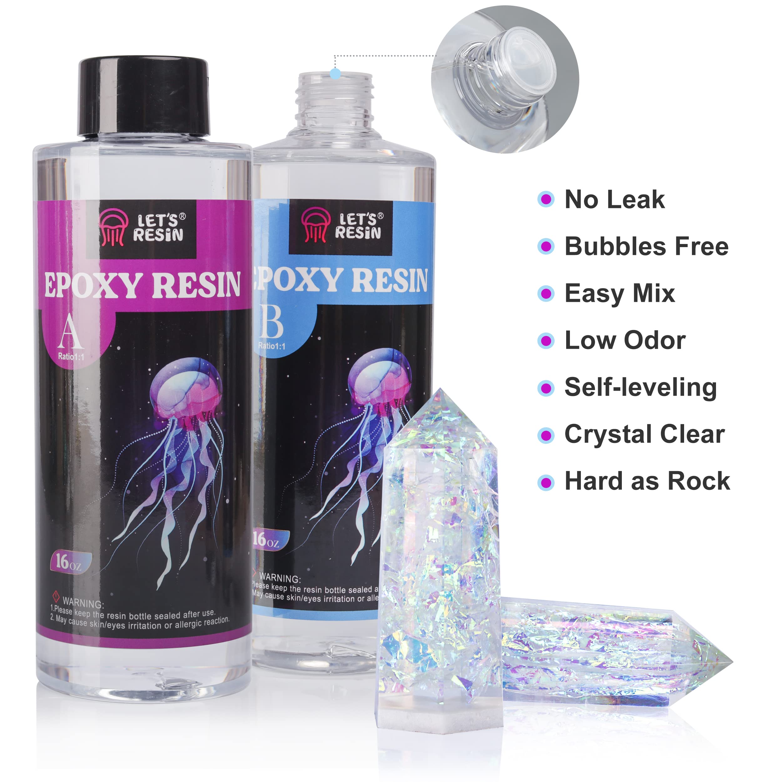 LET'S RESIN Crystal Clear Epoxy Resin, 32oz Bubbles Free Epoxy Resin, Table Top & Bar Top Casting Resin, Clear Epoxy Resin for Art Crafts