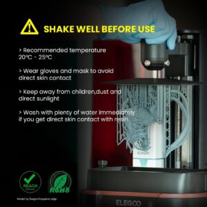 ELEGOO ABS-Like 3D Printer Resin LCD UV-Curing Resin 405nm Standard Photopolymer Resin for LCD 3D Printing Grey 1000g