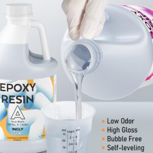 INCLY 2 Gallon Crystal Clear Epoxy Resin Kit, High Gloss & Bubbles Free Resin Supplies Coating & Casting Resin for Table Top, Countertop, River Table,Wood, Jewelry Making, Art Craft, Self Leveling 1:1