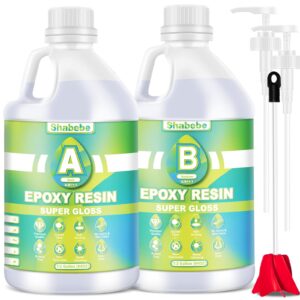 epoxy resin, 1 gallon super gloss epoxy resin kit, self leveling no bubble easy mix 1:1 casting & coating resin and hardener kit for jewelry casting, diy art, table top, wood