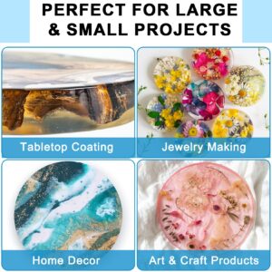 Epoxy Resin - 1 Gallon Crystal Clear Coating Kit, Not Yellowing No Bubble Easy Mix 1:1 Ratio, 2 Part Casting Resin for Art, Craft, Jewelry Making, River Tables, with Gold Foil Flakes, Glitter Flakes