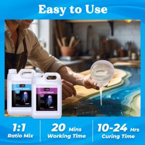 LET'S RESIN Resin Epoxy Kit, 1.5 Gallon Bubble Free & Crystal Clear Epoxy Resin Supplies with Measuring Cups,Stir Stick,Gloves,Resin and Hardener for Mold Casting,Jewelry,Art,Craft