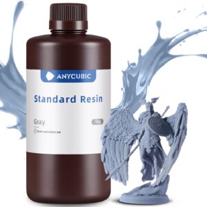 anycubic 3d printer resin, 405nm lcd uv-curing resin, high precision & rapid photopolymer 3d resin for lcd/dlp/sla resin 3d printer (grey, 1kg)