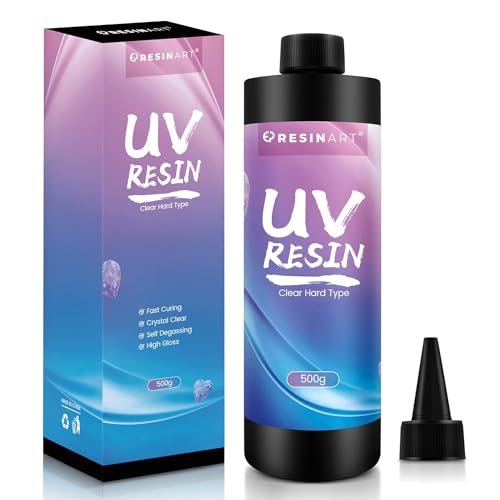 UV Resin 500g, Upgrade Crystal Clear Hard Ultraviolet Epoxy Resin Glue, Low Odor Transparent Solar Cure Sunlight Activated Resin for Jewelry Making, DIY Craft Decoration, Mold, Casting and Coating