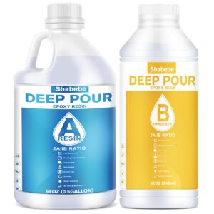 deep pour epoxy resin 0.75 gallon, 2 to 4 inch depth clear epoxy resin kit, bubble free, low odor 2:1 casting resin for table top, countertop, river table, wood filler, bar top