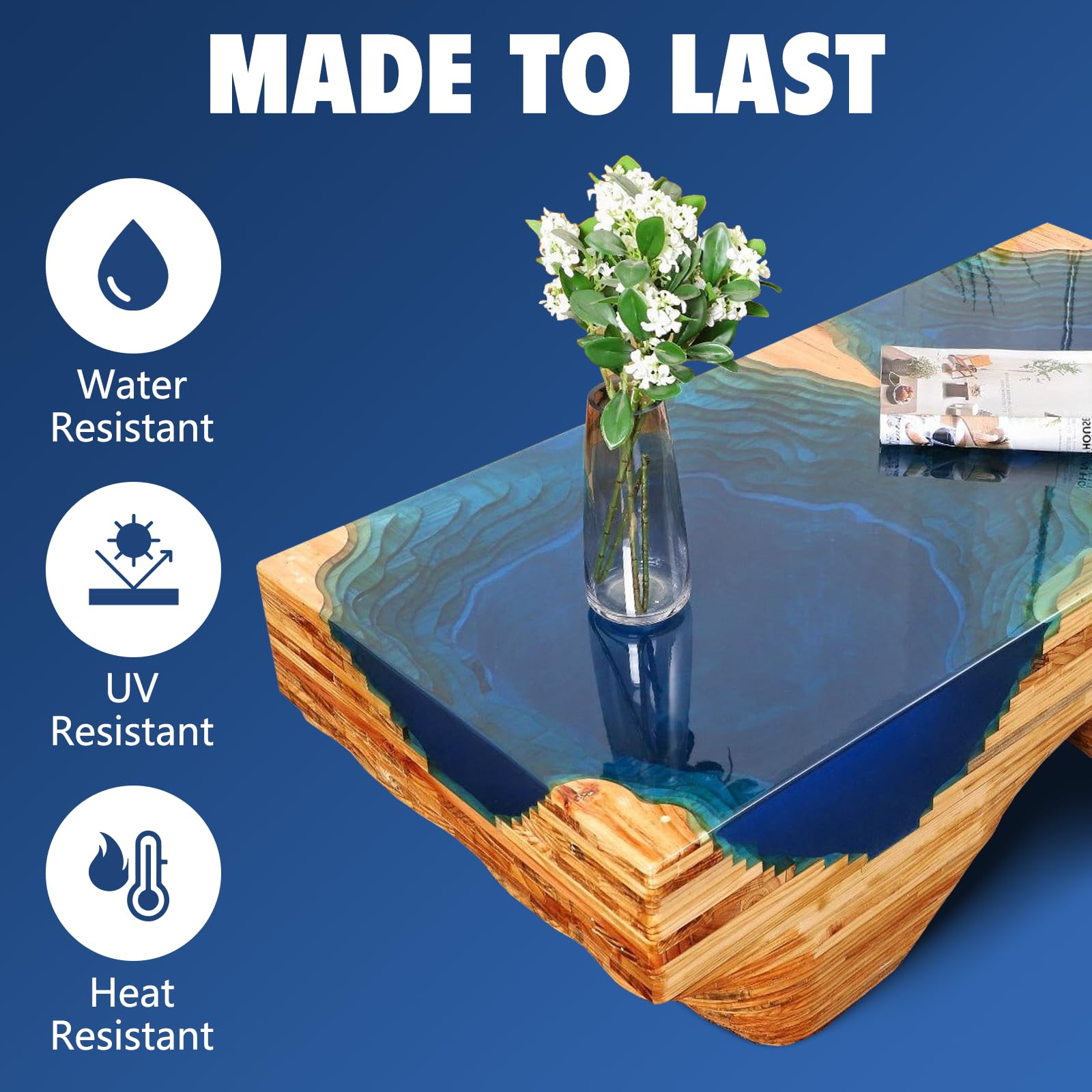 Deep Pour Epoxy Resin 0.75 Gallon, 2 to 4 Inch Depth Clear Epoxy Resin Kit, Bubble Free, Low Odor 2:1 Casting Resin for Table Top, Countertop, River Table, Wood Filler, Bar Top