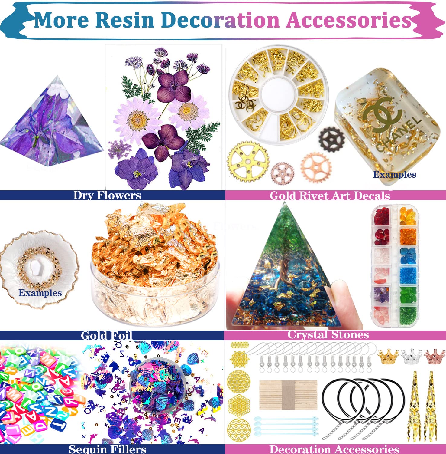 Resin Mold Kit for Beginners - 125pcs with Sphere, Pyramid, Earring Necklace Molds and Epoxy Resin Supplies/Resin Ink/Dried Flowers for Epoxy Resin Making