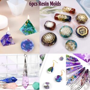 Resin Mold Kit for Beginners - 125pcs with Sphere, Pyramid, Earring Necklace Molds and Epoxy Resin Supplies/Resin Ink/Dried Flowers for Epoxy Resin Making