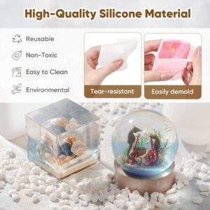 Whoaoh Epoxy Resin Molds Silicone Kit, 16OZ Resin Starter Kit for Beginners, Include Epoxy Resin, Square, Spherical, Pyramid, Diamond and Polygonal Molds for Art, DIY Crafts, Christmas Gift