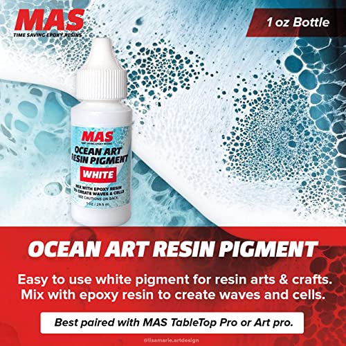 MAS Epoxies Resin Ocean Art White Pigment, 1 oz, Epoxy Resin Dye for Ocean Waves and Water Effects