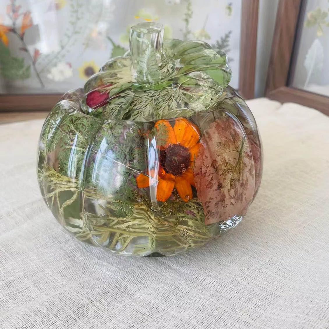 Pumpkin Jar Resin Mold Large, Resin Jar Mold Halloween Epoxy Resin Molds, Pumpkin Silicone Molds for Resin, Autumn Decor, Halloween Decor, Jewelry Trinket Container, Christmas Decor (5 Inch)