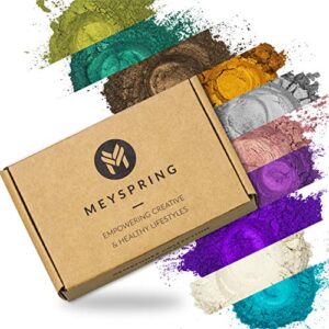 meyspring gemstones collection mica powder for epoxy resin - 100g - epoxy pigment colors for resin art, geode art - resin pigment powder and cosmetic grade mica powder - epoxy resin pigment set